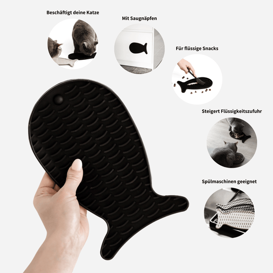 Schleckmatte für Katzen für Leckerlies und Nassfutter Anti Schling Funktion Beschäftigung