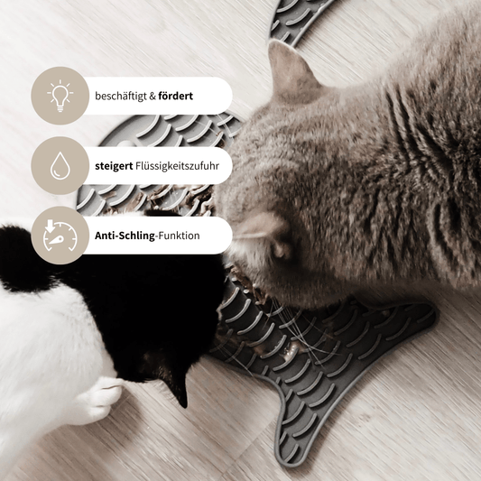 Schleckmatte für Katzen für Leckerlies und Nassfutter Anti Schling Funktion Beschäftigung