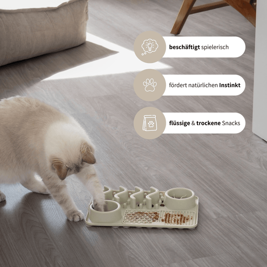 Beschäftigung für Katzen Fummelbrett in beige für Katzenfutter