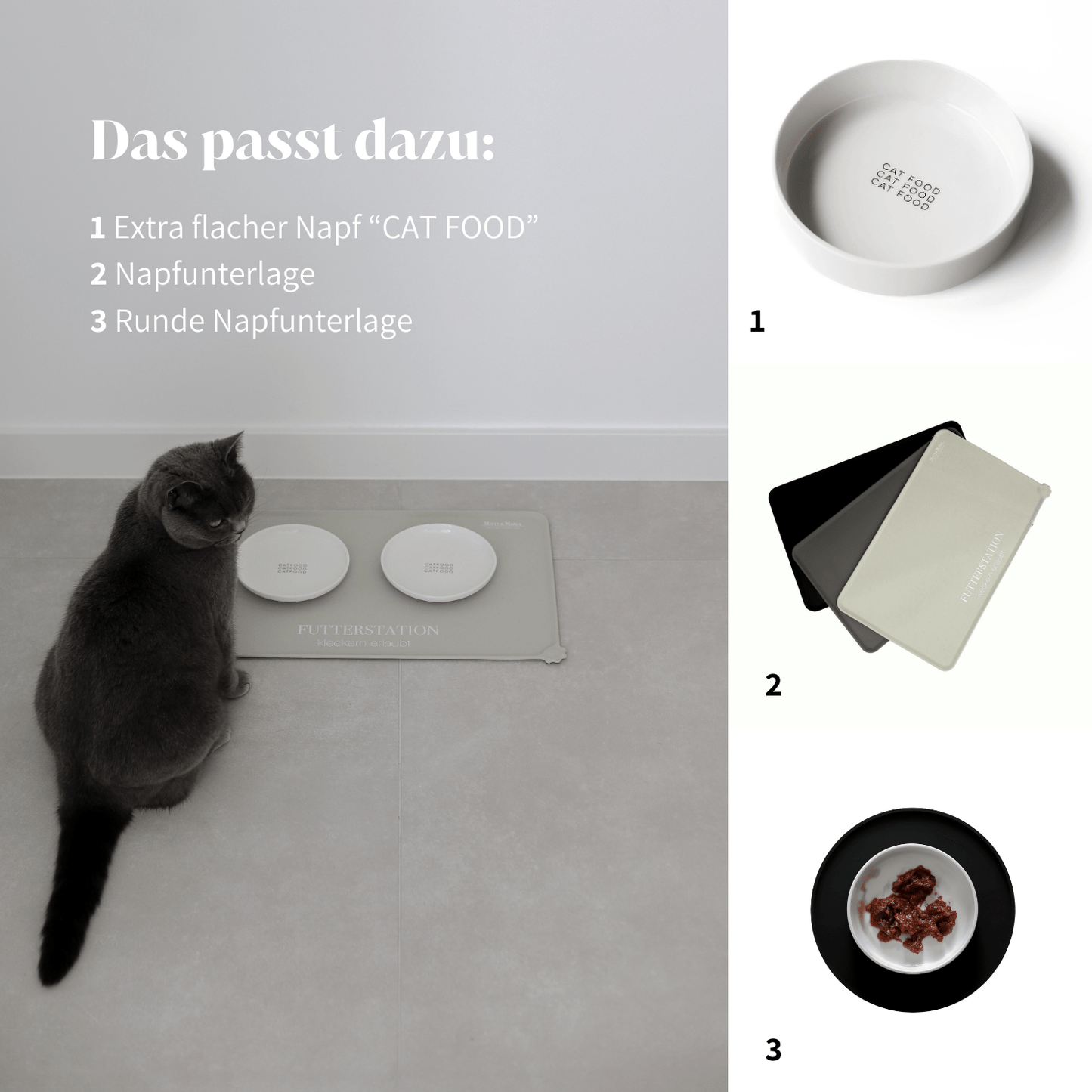 Schönes modernes Zubehör für Katzen Napfunterlage Näpfe für Katzenfutter