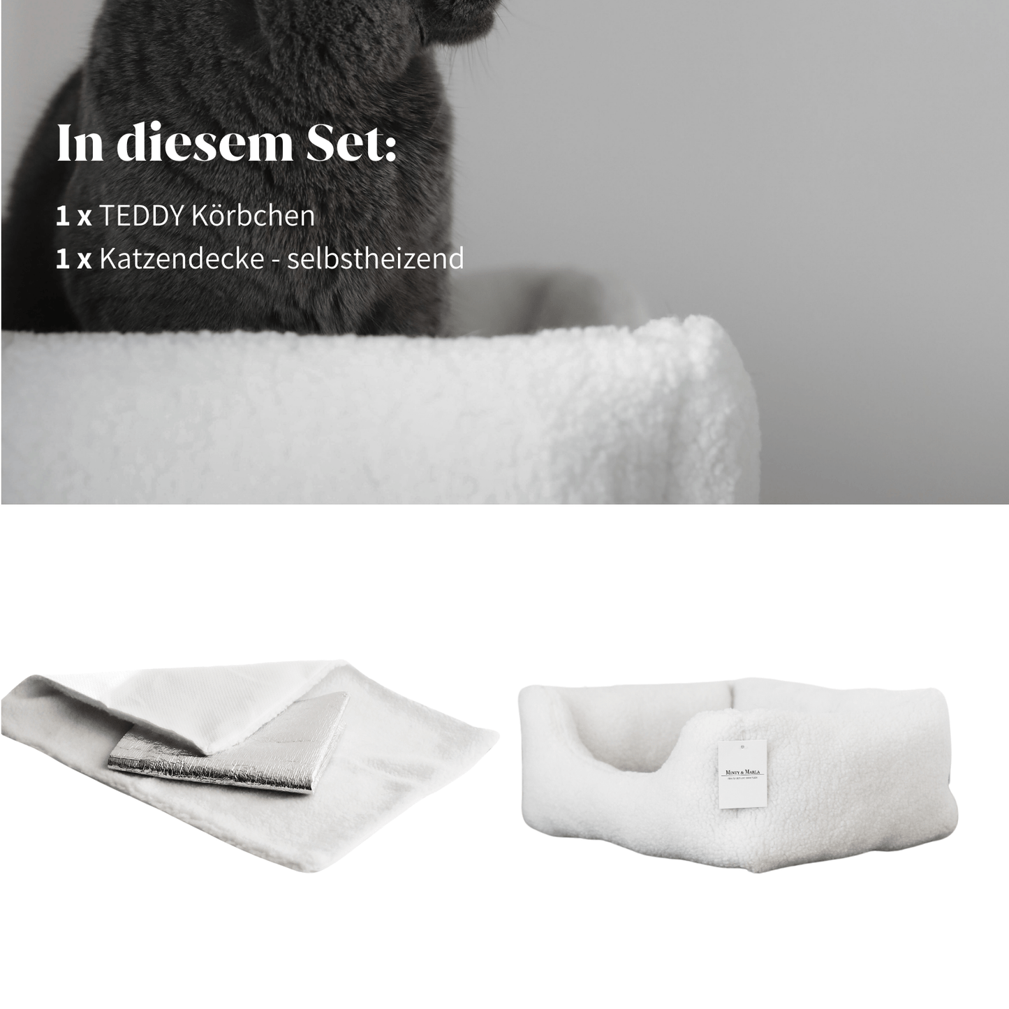 Set-Inhalt bestehend aus einer Katzendecke und einem Schlafplatz für Katzen