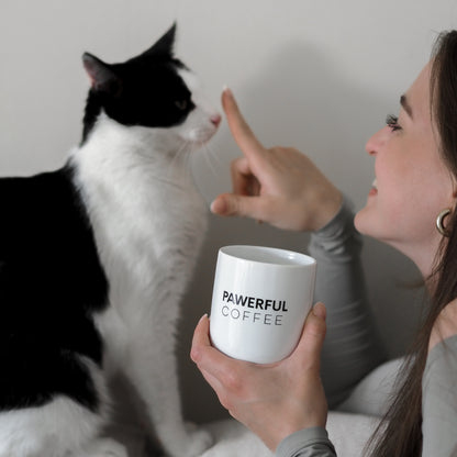 Katzenmama mit Katze und Tasse aus Keramik mit Tierliebhaber Aufdruck