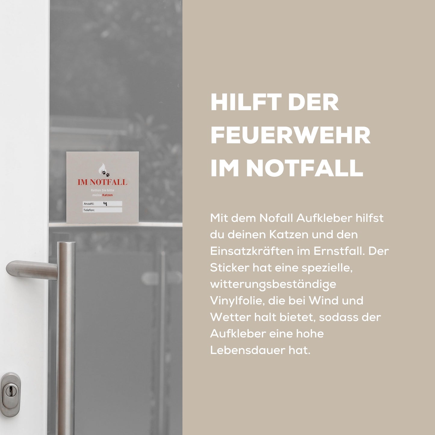 Notfall Rettung Aufkleber Sticker für Katzen bei Brandfall
