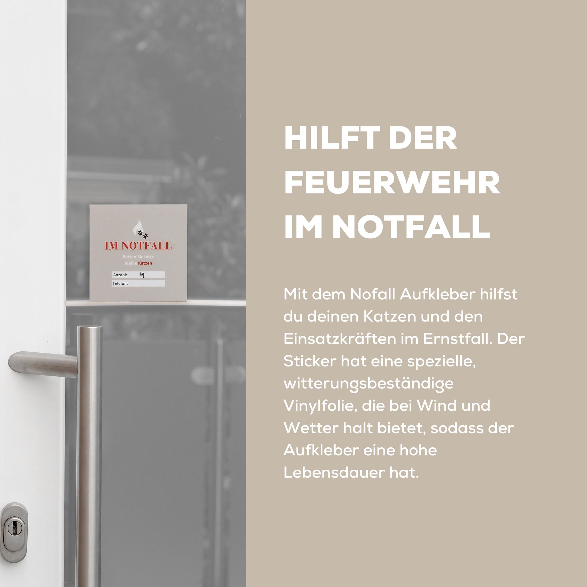 Notfall Rettung Aufkleber Sticker für Katzen bei Brandfall