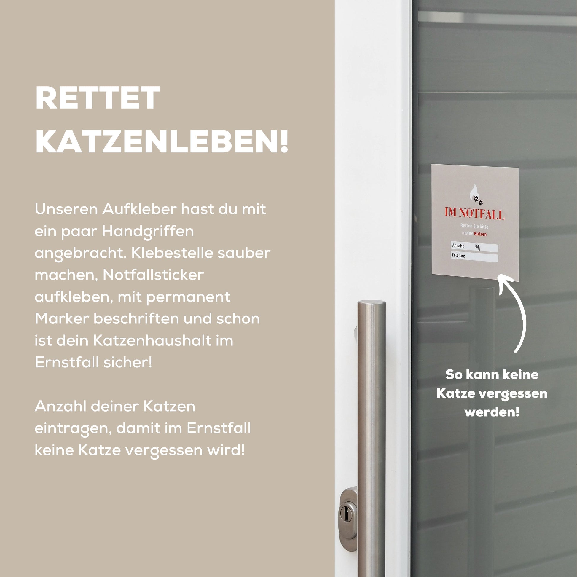 Notfall Rettung Aufkleber Sticker für Katzen bei Brandfall