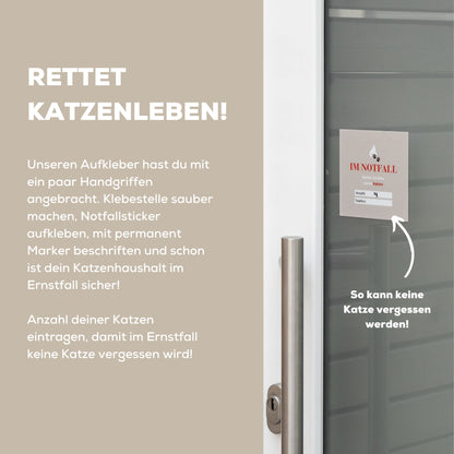 Notfall Rettung Aufkleber Sticker für Katzen bei Brandfall
