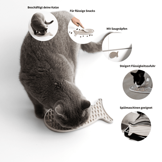 Schleckmatte für Katzen für Leckerlies und Nassfutter Anti Schling Funktion Beschäftigung