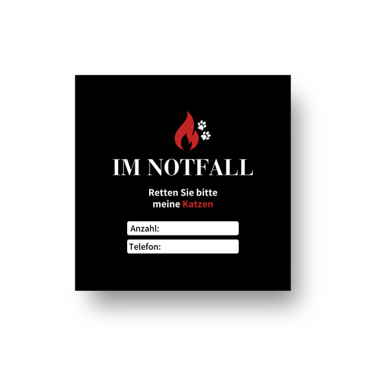 Notfall Aufkleber in schwarz, weiss und rot 