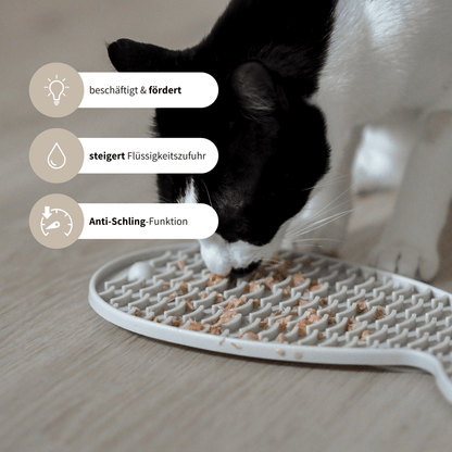 beige Schleckmatte für Katzen für Leckerlies und Nassfutter 