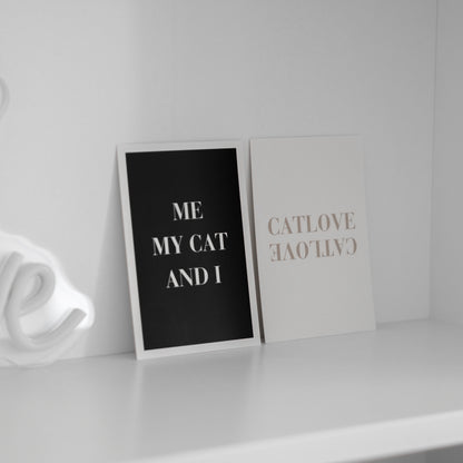 Postkarten in schwarz, beige und weiß mit süßen Catlover Sprüchen für echte Katzenliebhaber