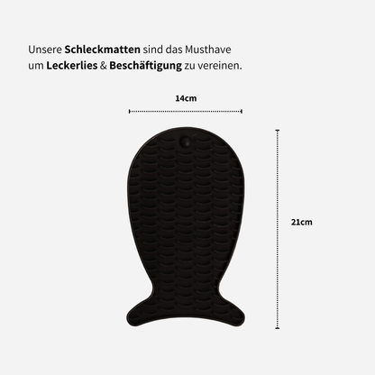 Schleckmatte für Katzen für Leckerlies und Nassfutter in schwarz