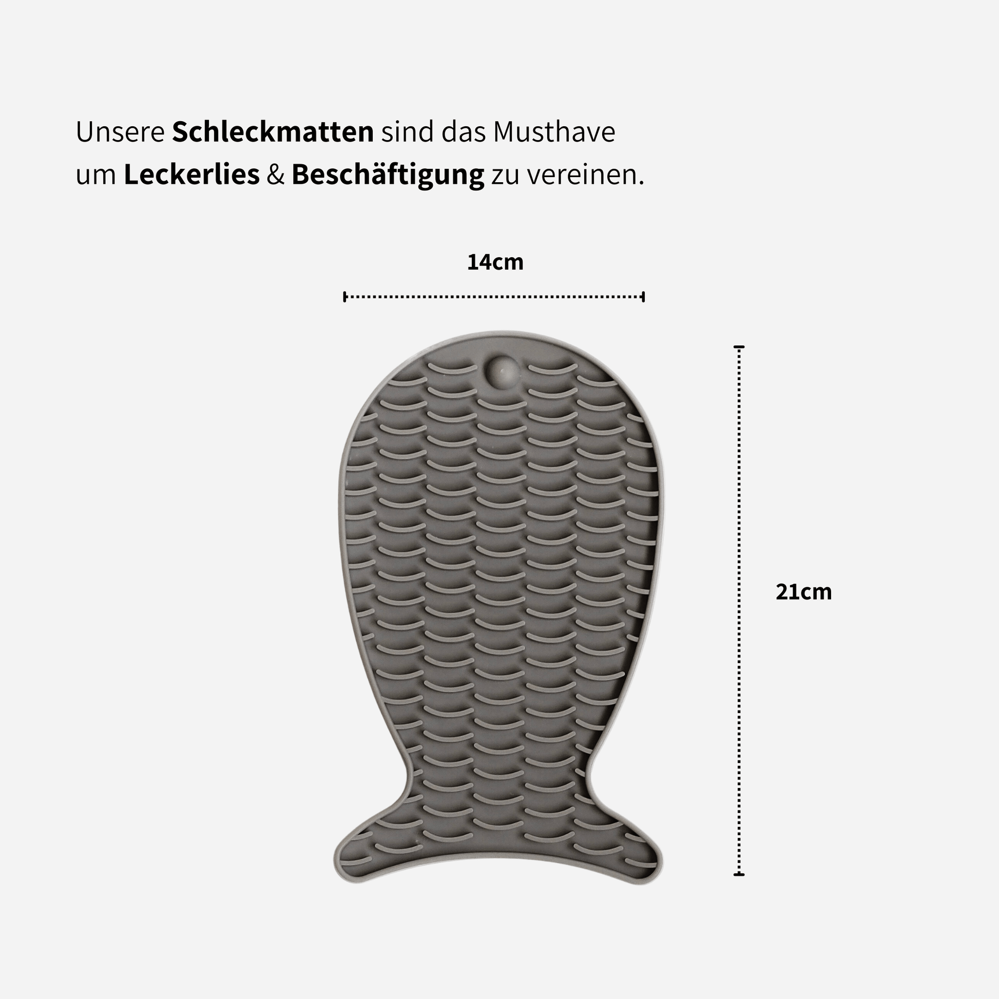 Schleckmatte für Katzen für Leckerlies und Nassfutter grau
