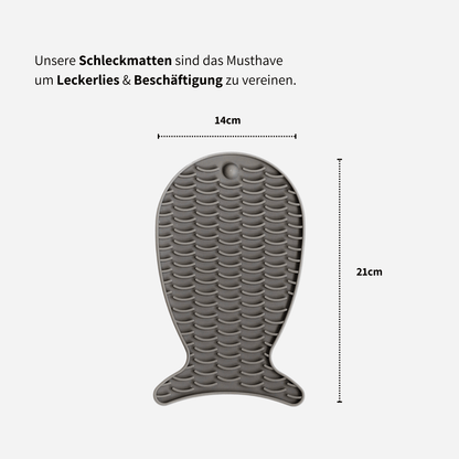 Schleckmatte für Katzen für Leckerlies und Nassfutter grau