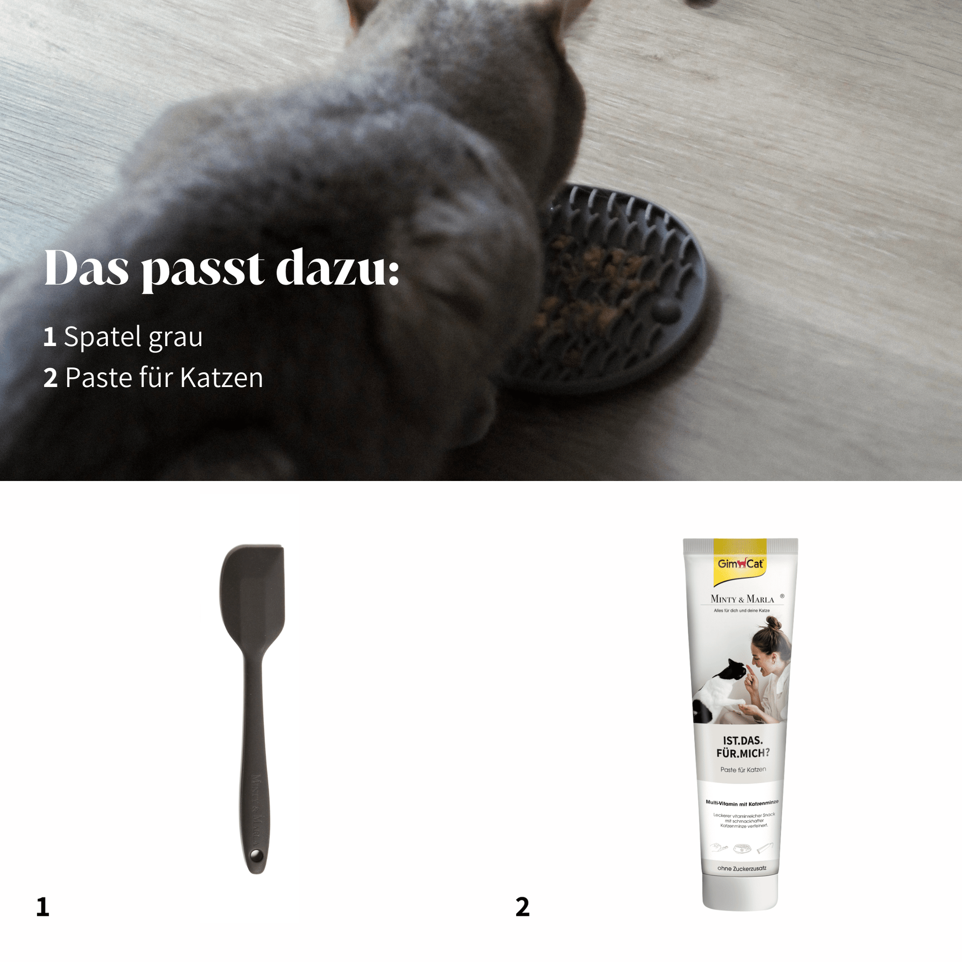 Schleckmatte für Katzen für Leckerlies und Nassfutter Anti Schling Funktion Beschäftigung grau