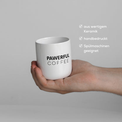 Tasse aus weißem Keramik für Katzenliebhaber mit süßem Katzenspruch
