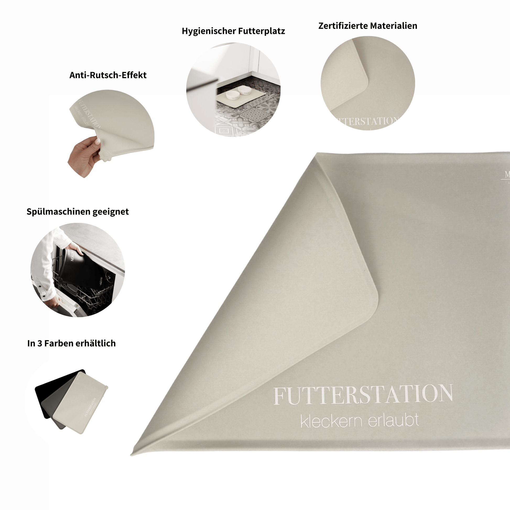 Stylische Napfunterlage für Katzen in beige