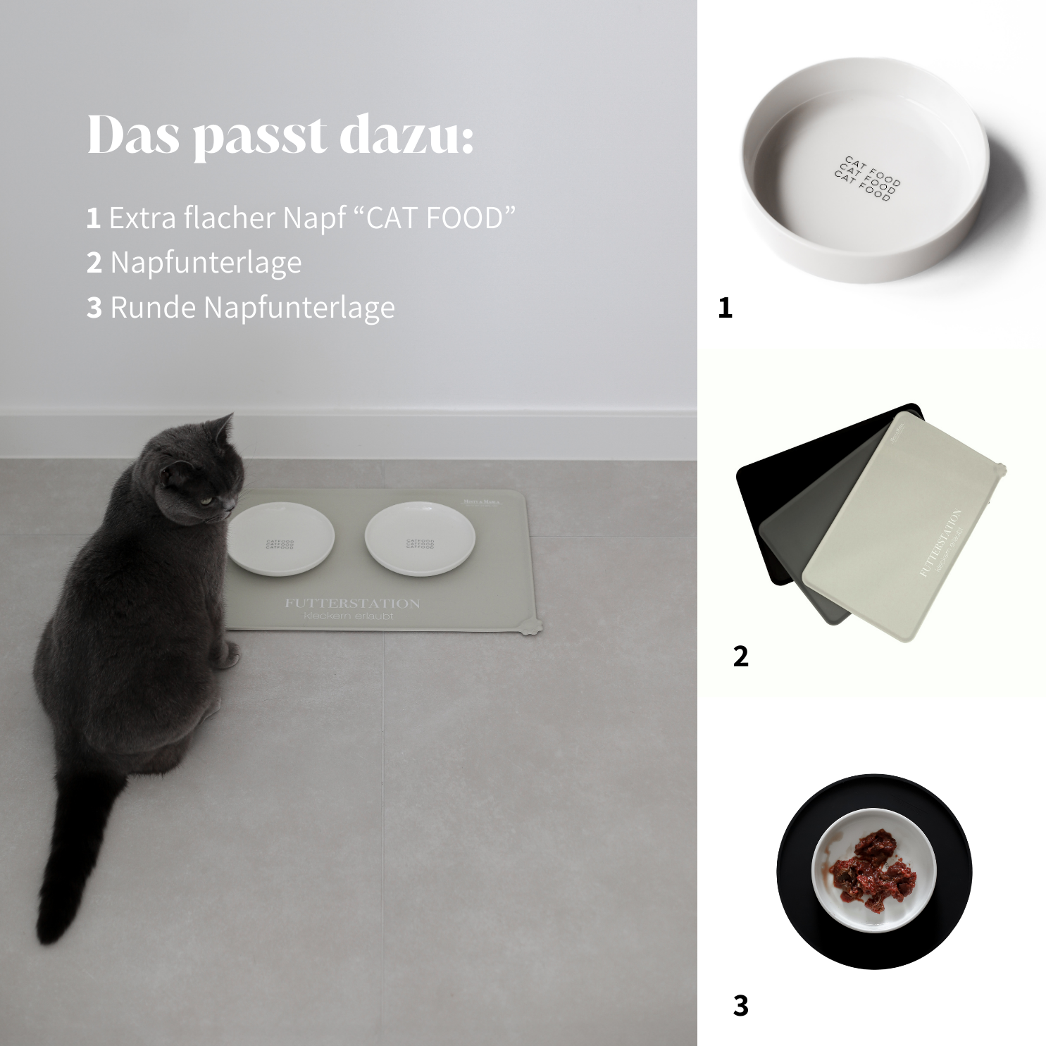 Schönes modernes Zubehör für Katzen Napfunterlage Näpfe für Katzenfutter