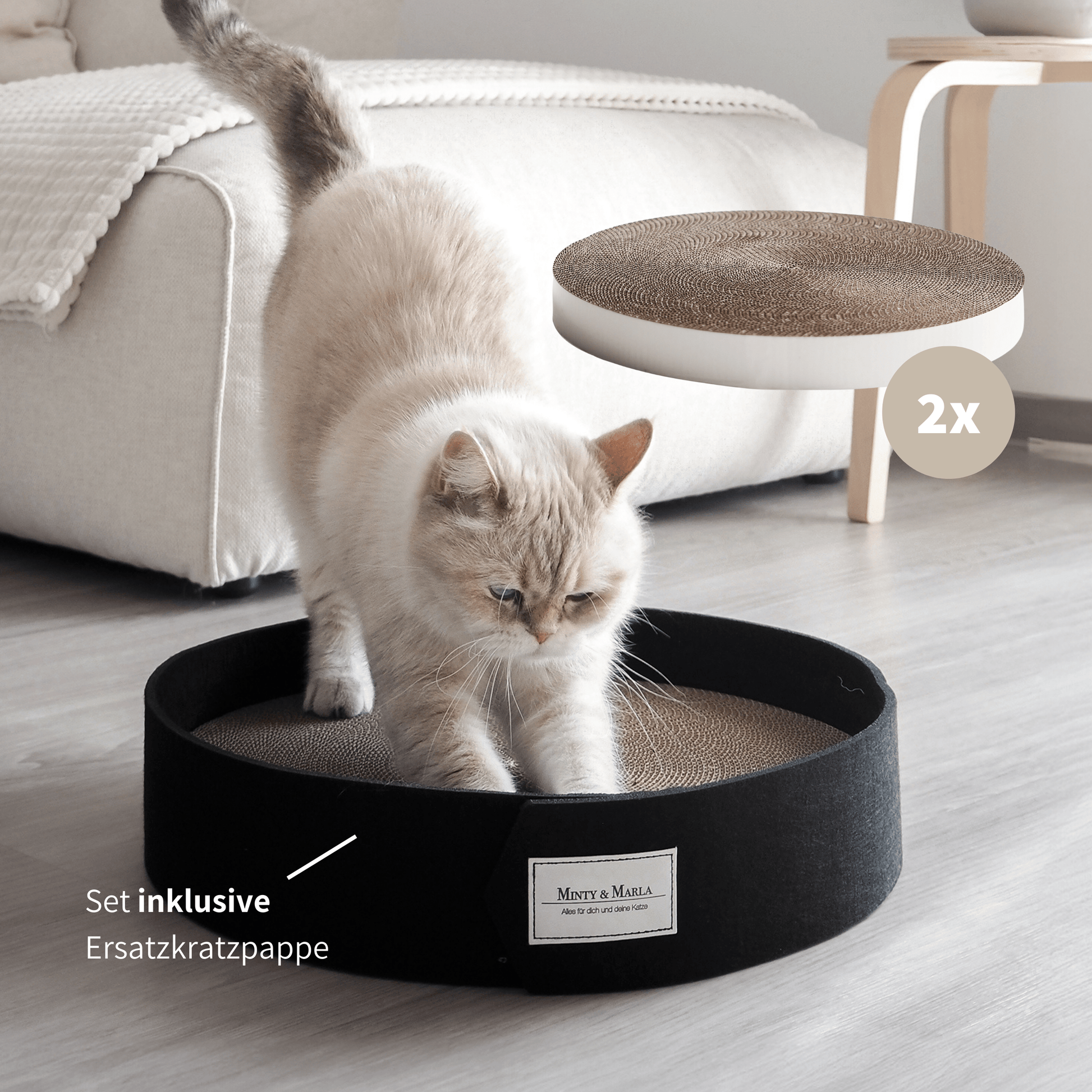 schwarze Kratzpappe Kratzbrett für Katzen 
