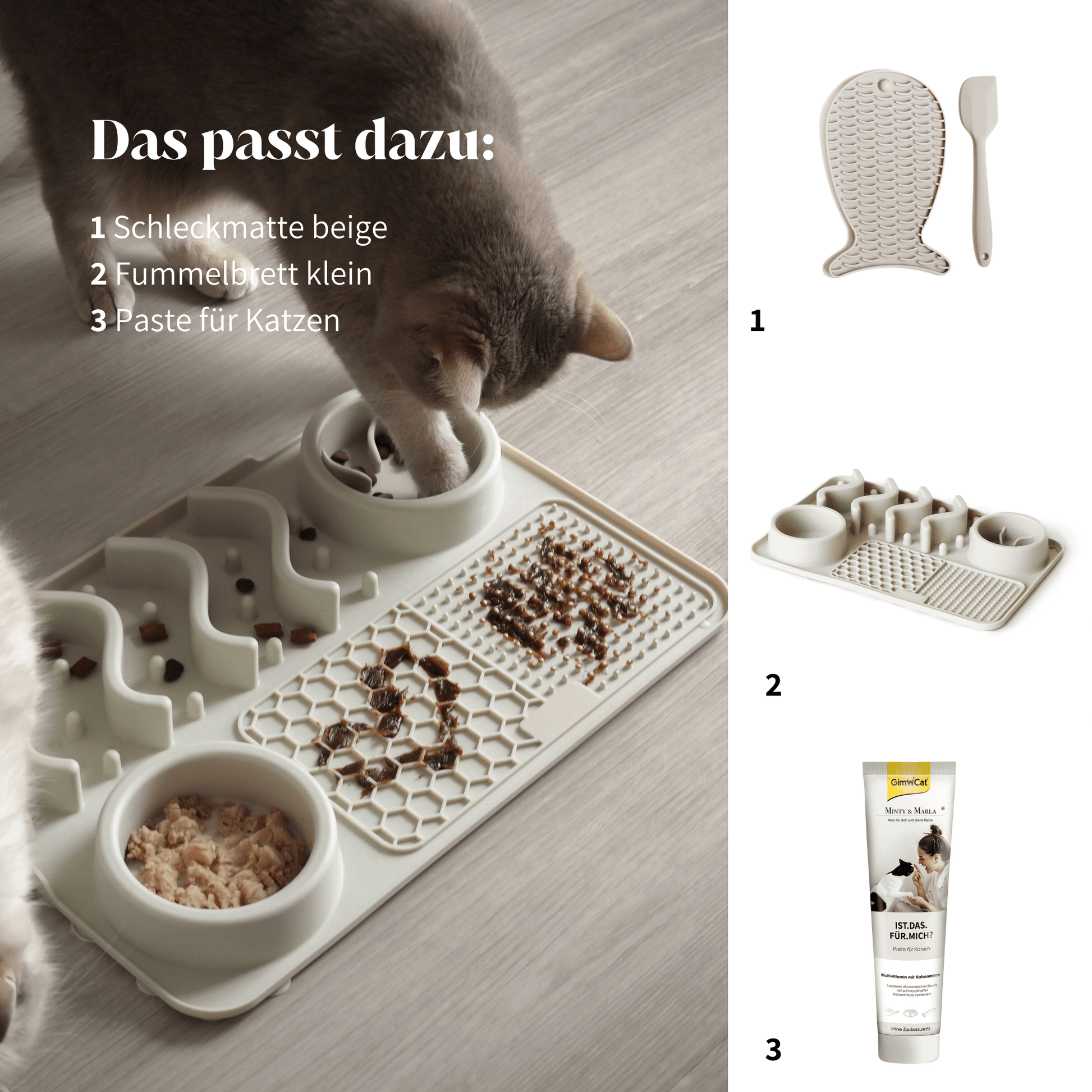 Fummelbrett für Katzen in beige für Katzenfutter und schönes Katzenzubehör