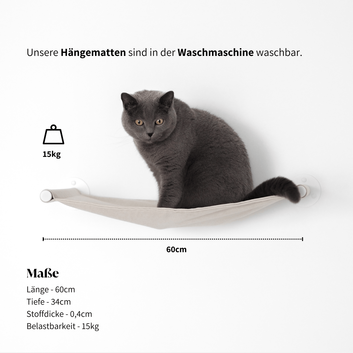 Hochwertige Hängematte für Katzen made in germany bis 15kg belastbar