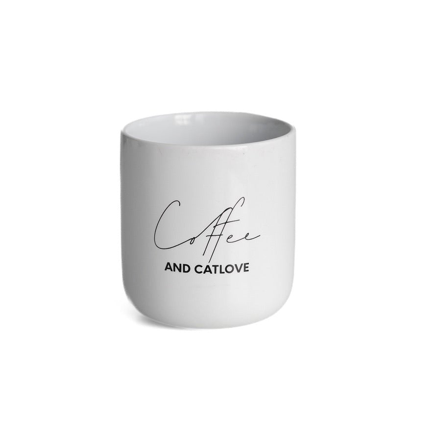 Stylische Tasse aus Keramik für catlover mit Aufdruck für Katzenliebhaber und Kaffeeliebhaber
