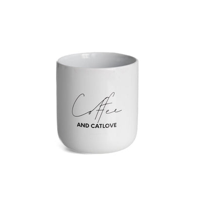 Stylische Tasse aus Keramik für catlover mit Aufdruck für Katzenliebhaber und Kaffeeliebhaber