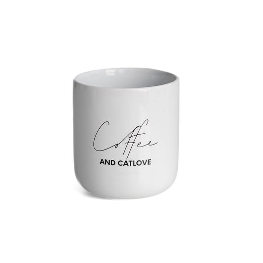 Stylische Tasse aus Keramik für catlover mit Aufdruck für Katzenliebhaber und Kaffeeliebhaber