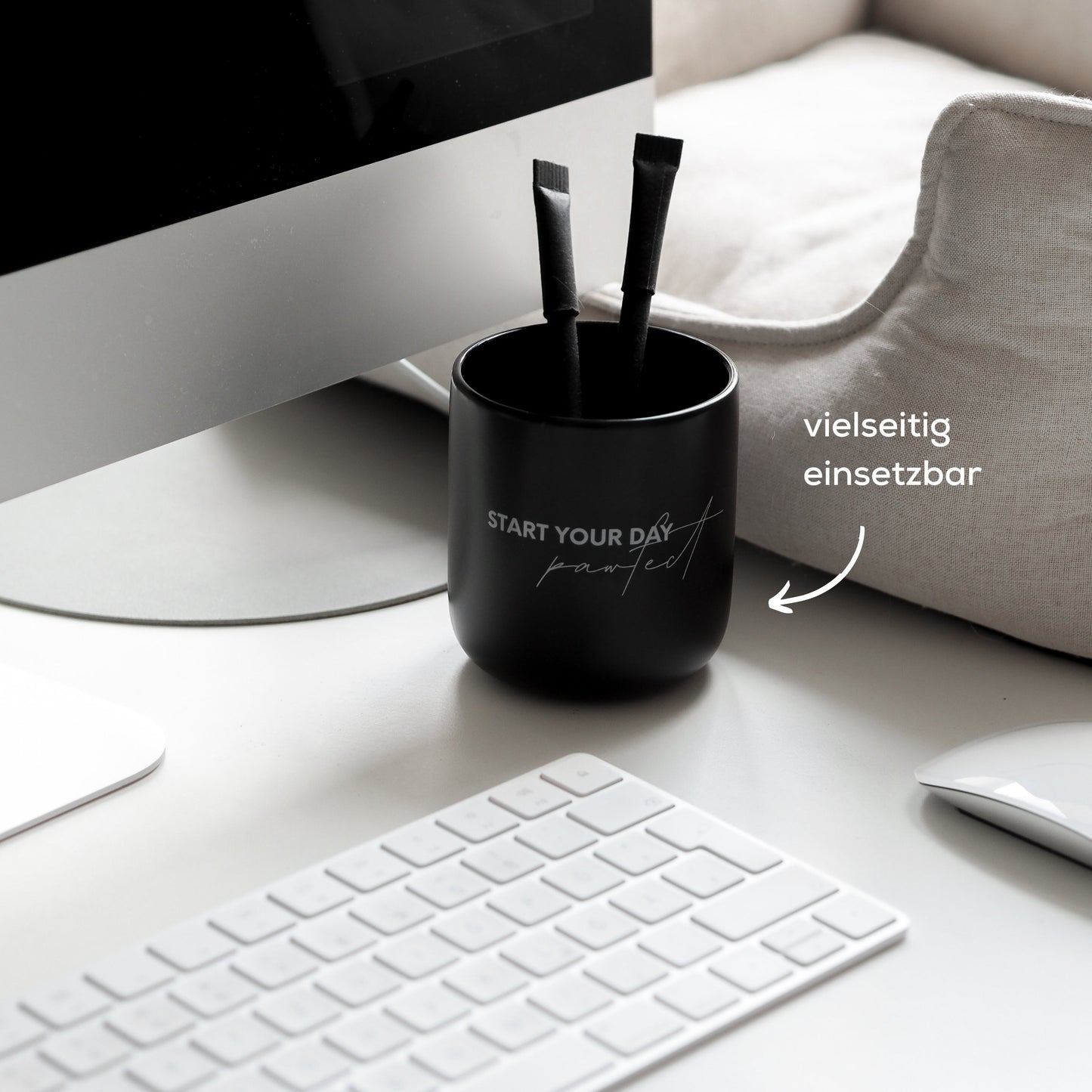 Schwarze Tasse aus Keramik für Katzenliebhaber mit Catlover Sprüchen