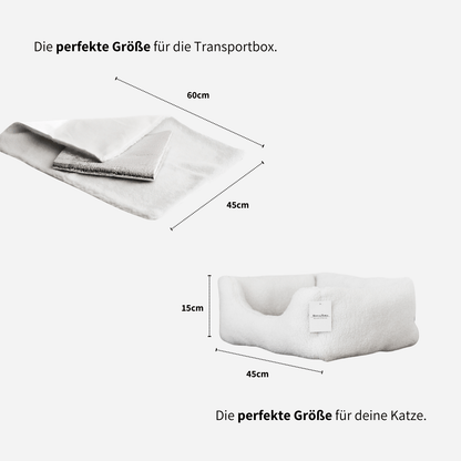 Größenangaben des Körbchens und der Heizdecke für Katzen