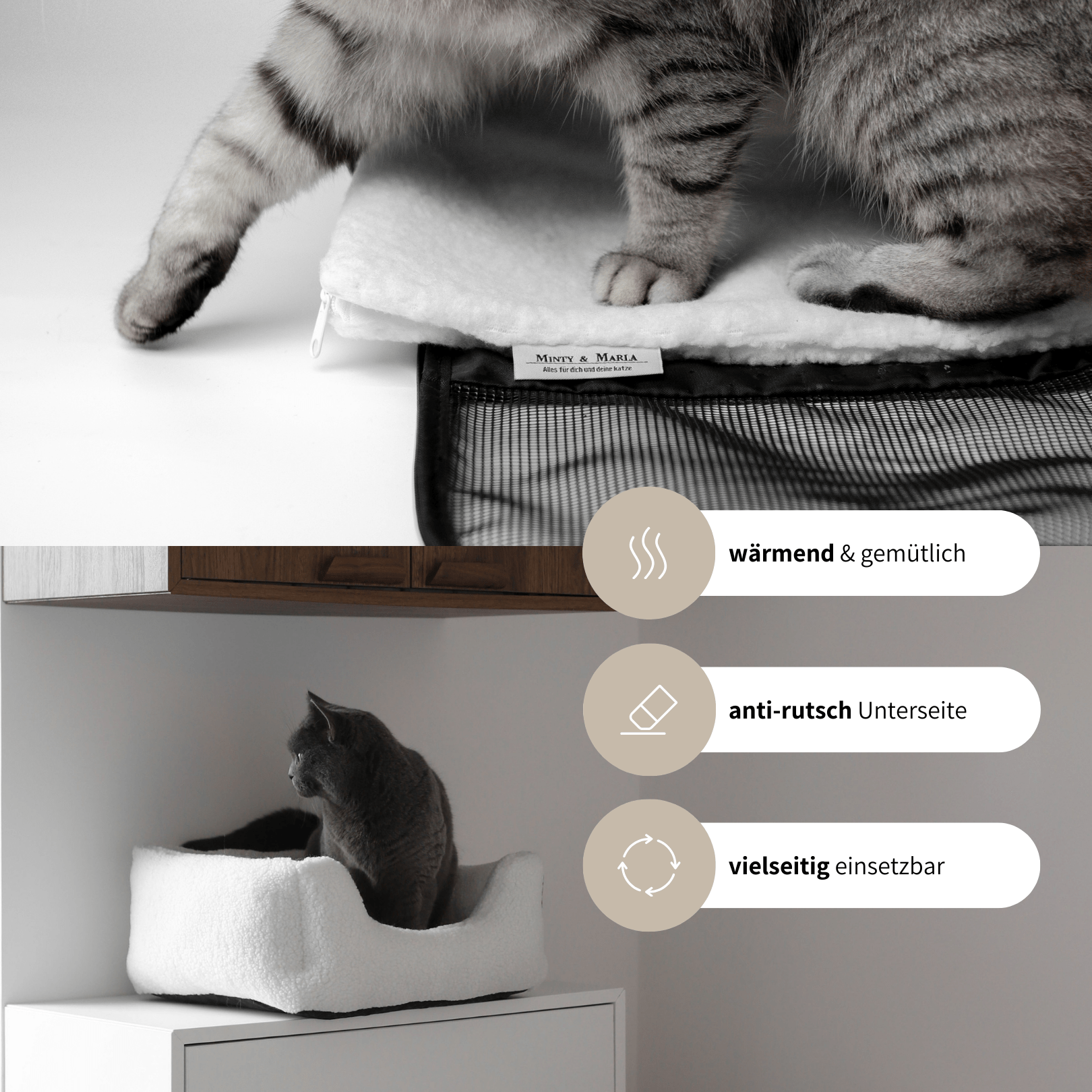 Decke für Katzen und Schlafplatz für Katzen mit aus Teddystoff