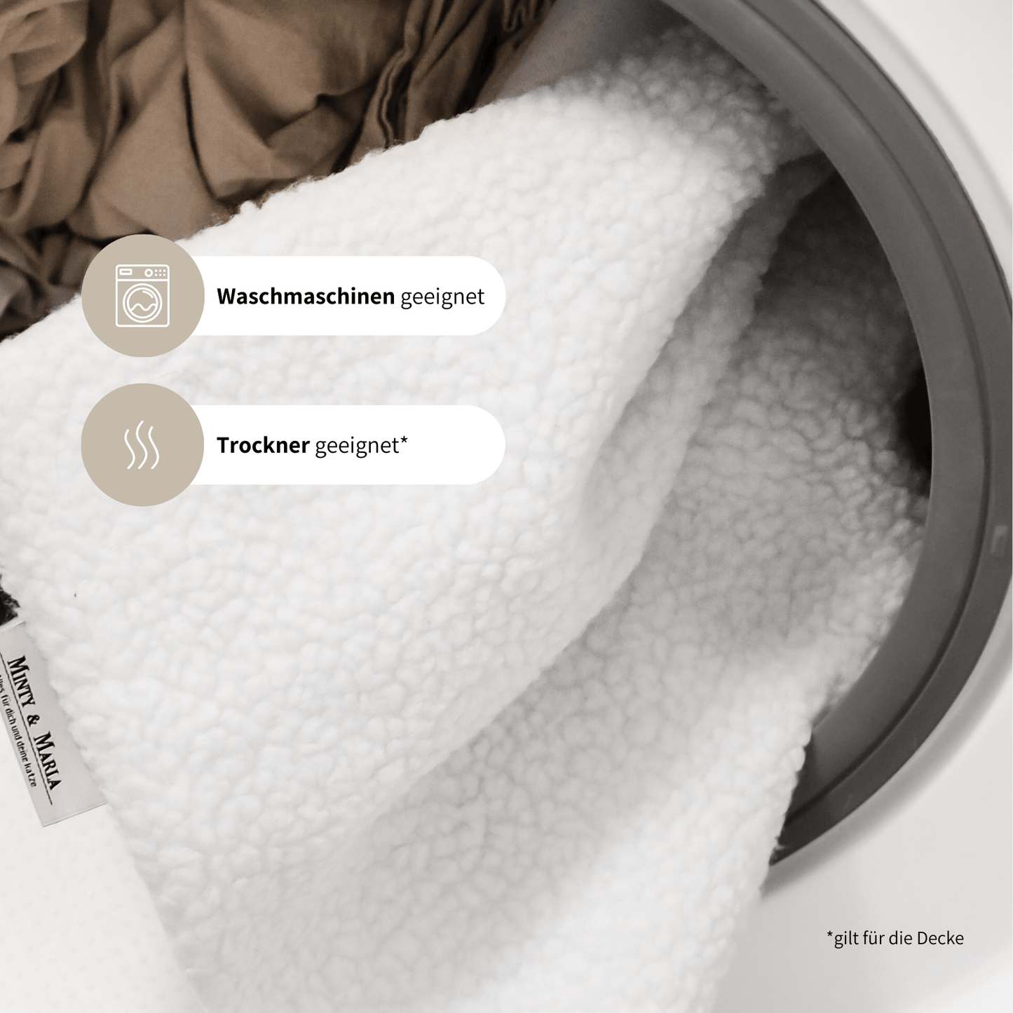 Waschmaschinen und Trockner geeignete Katzendecke in weiß aus Teddystoff für Katzen