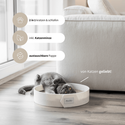 Stylisches Kratzbrett für Katzen inklusive Katzenminze