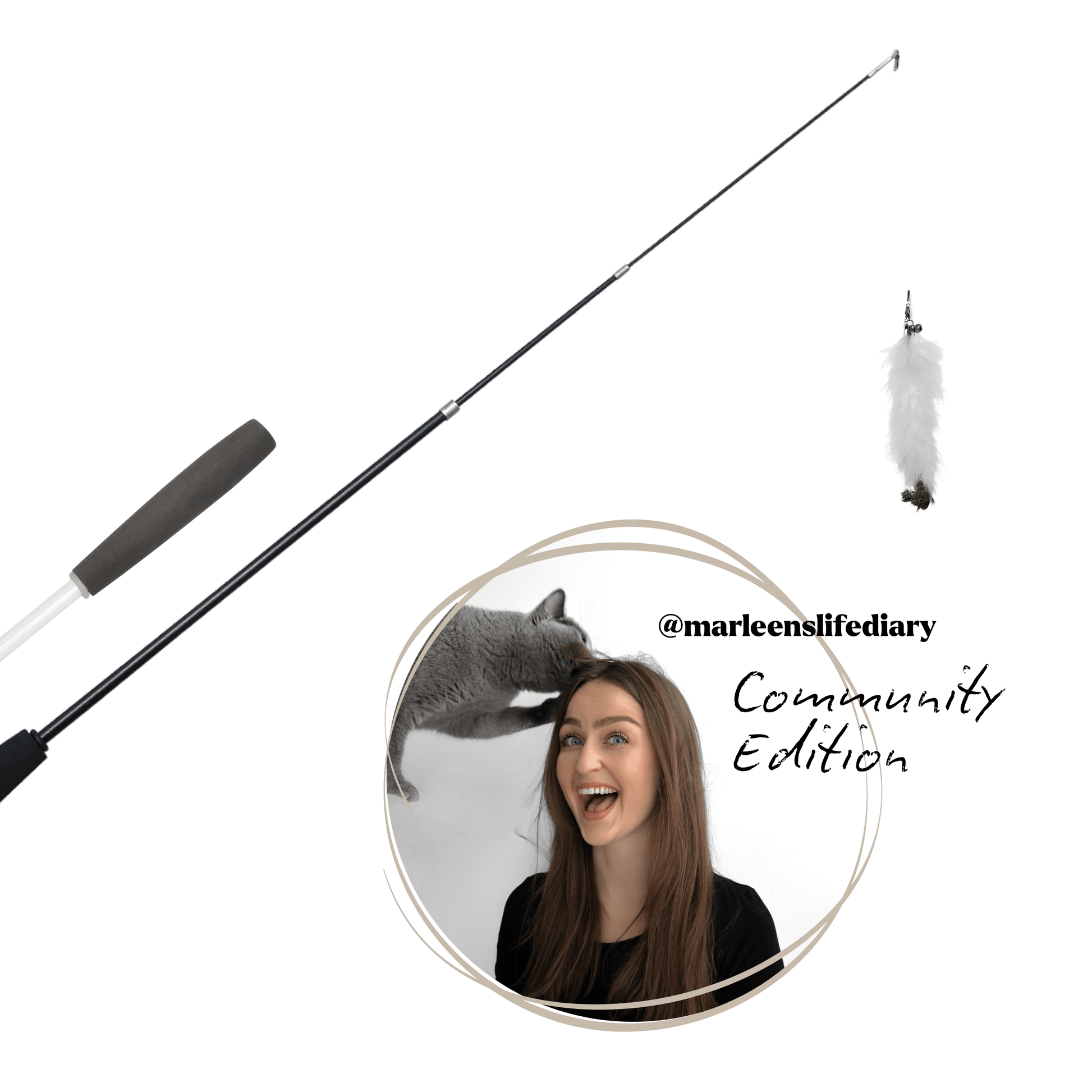 XXL Spielangel für Katzen in schwarz und weiss